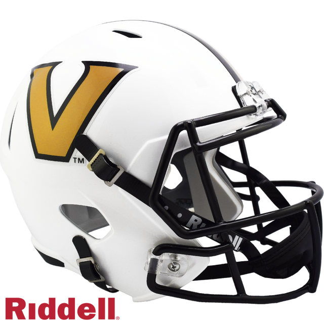 Réplica de casco Riddell Vanderbilt Commodores de tamaño completo, estilo Speed, color blanco