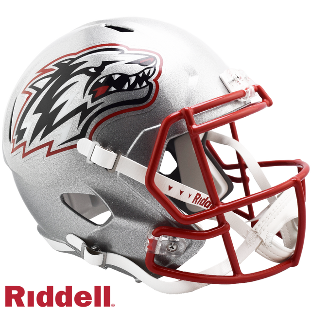 Réplica de casco Riddell de New Mexico Lobos, tamaño completo, estilo Speed, color plateado