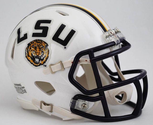 Casco de los LSU Tigers, réplica de Riddell, estilo mini Speed, blanco, alternativo