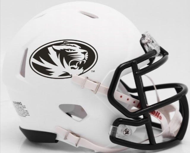 Réplica de casco de los Missouri Tigers de Riddell, tamaño completo, estilo Speed, blanco mate