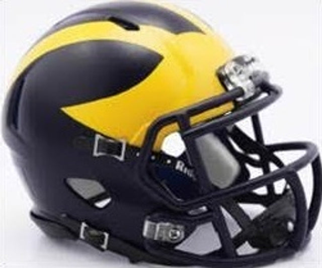 Casco de los Wolverines de Michigan - Réplica de Riddell en tamaño completo - Estilo Speed ​​- Diseño pintado