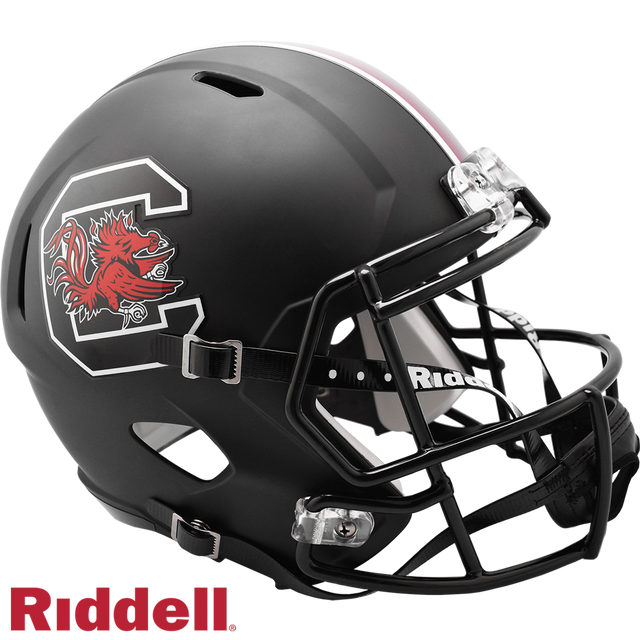 Réplica de casco de los South Carolina Gamecocks de Riddell, tamaño completo, estilo Speed, negro mate