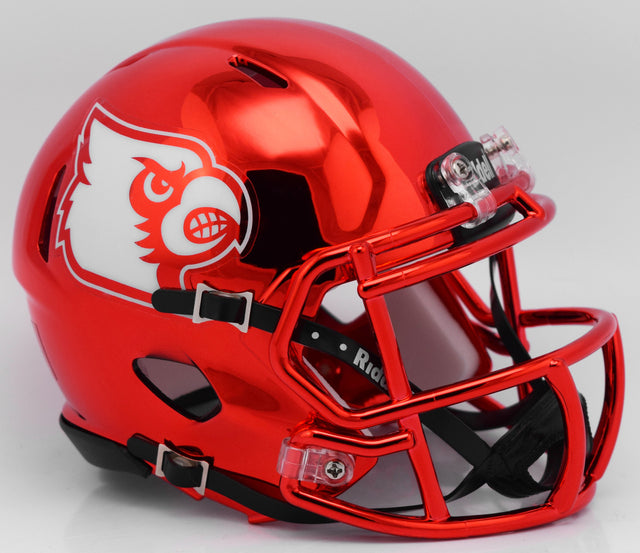 Réplica de casco de los Louisville Cardinals Riddell Mini Speed ​​Style cromado alternativo