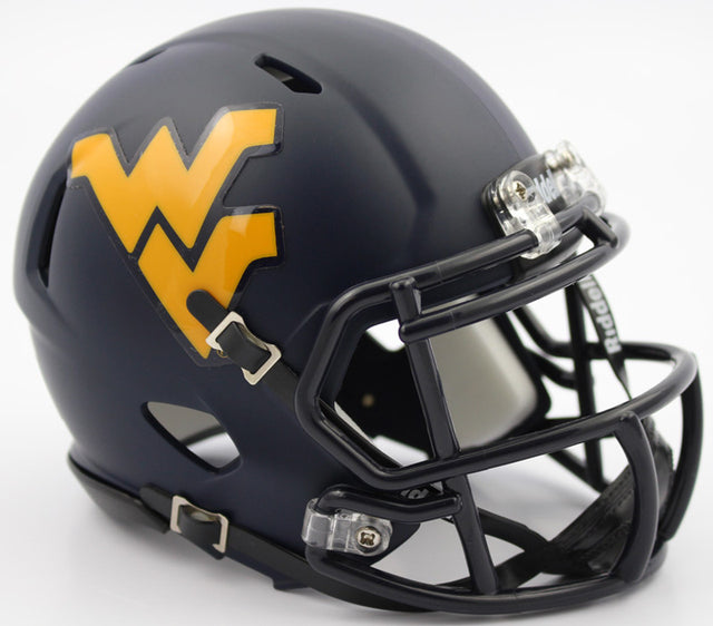 Casco West Virginia Mountaineers - Réplica en miniatura de Riddell - Satén - Estilo Speed