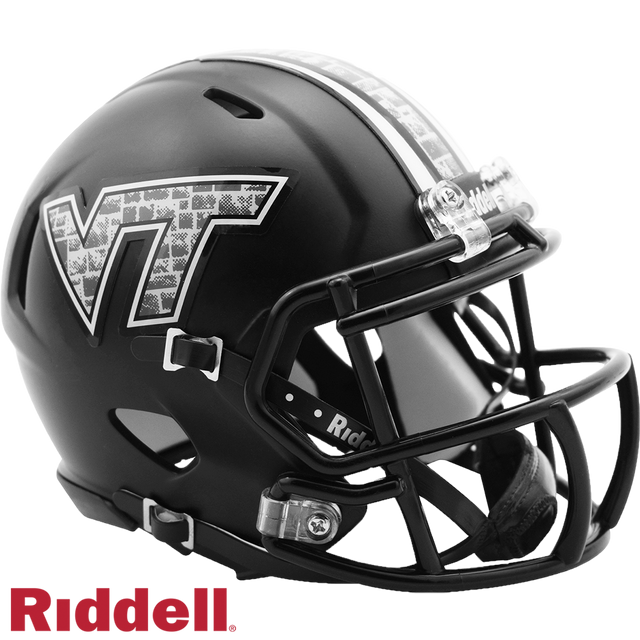 Casco Virginia Tech Hokies - Réplica mini de Riddell - Estilo Speed ​​- Negro mate