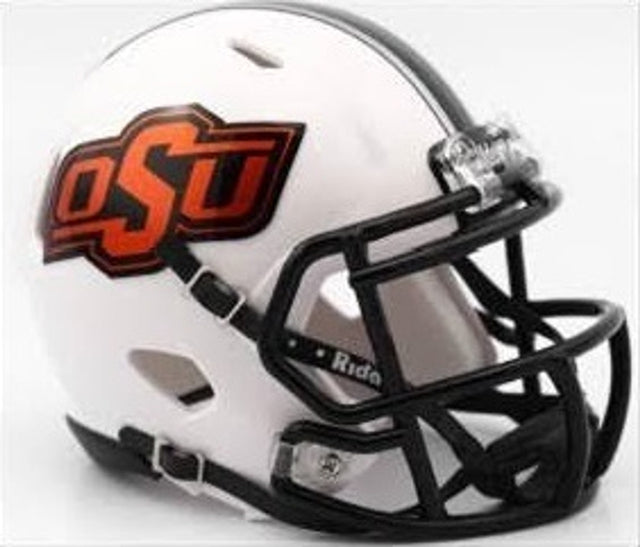 Casco de los Oklahoma State Cowboys, réplica Riddell Mini Speed ​​Style 2016, color blanco