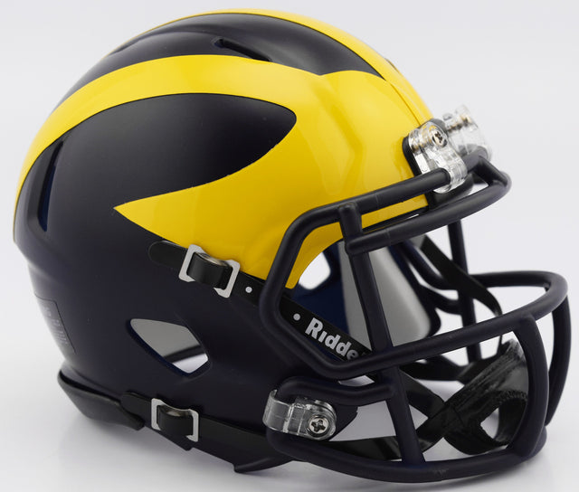 Réplica de casco de los Michigan Wolverines de Riddell, estilo mini Speed, diseño pintado