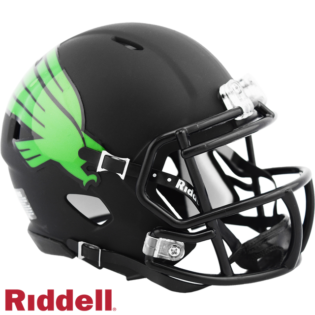 北德克萨斯州 Mean Green 头盔 Riddell 复制品迷你 Speed Style 哑光黑色