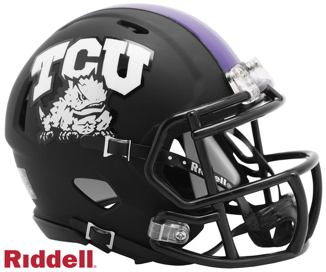 Casco TCU Horned Frogs Riddell Replica Mini Speed ​​Style Negro Mate