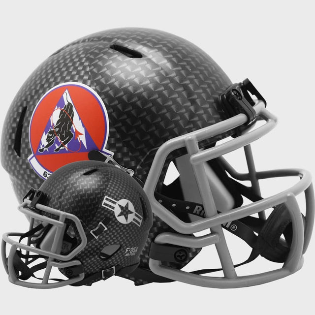 Réplica del casco de los Air Force Falcons de Riddell en estilo mini Speed, diseño del 63.º escuadrón de cazas