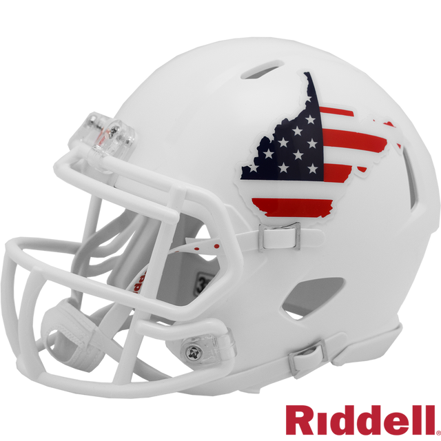 Casco West Virginia Mountaineers réplica Mini Speed ​​Style de Riddell con estrellas y rayas