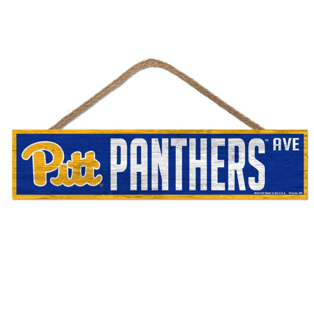 Pittsburgh Panthers Wood Sign-with Rope 4" x 17"