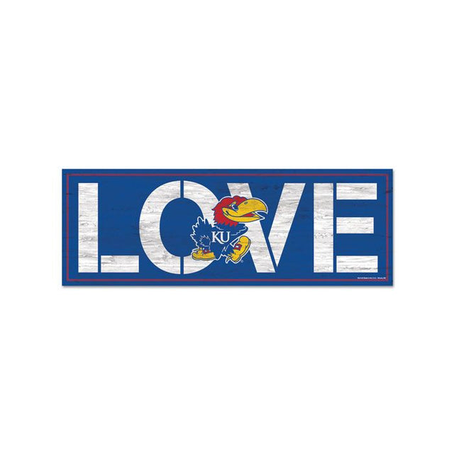 Kansas Jayhawks Love Wood Sign 8"x23" 1/4" thick