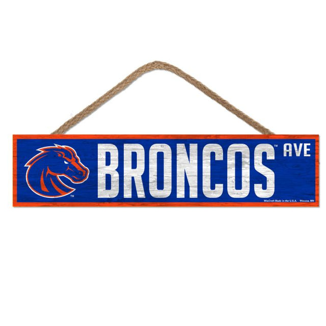 Letrero de madera de los Boise State Broncos con cuerda de 4" x 17"