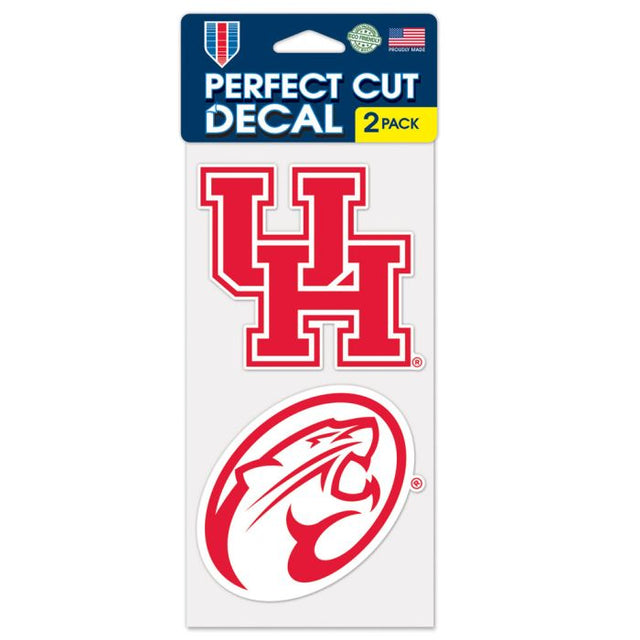 Juego de dos calcomanías de corte perfecto de los Houston Cougars de 4" x 4"