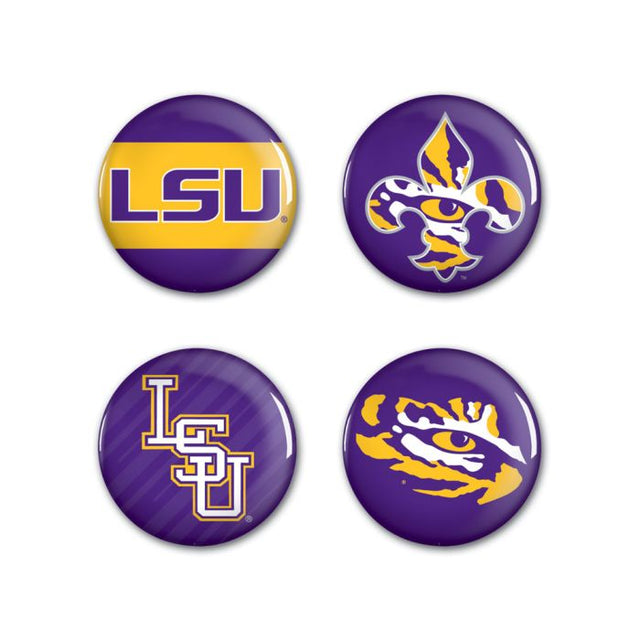 Paquete de 4 botones de LSU Tigers de 1 1/4" de diámetro