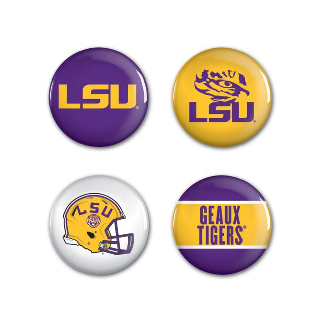 Paquete de 4 botones de LSU Tigers de 1 1/4" de diámetro