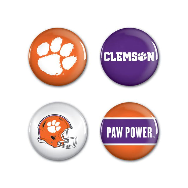 Clemson Tigers Button 4 Pack 1 1/4" Rnd