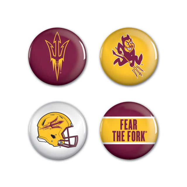 Arizona State Sun Devils Button 4 Pack 1 1/4" Rnd