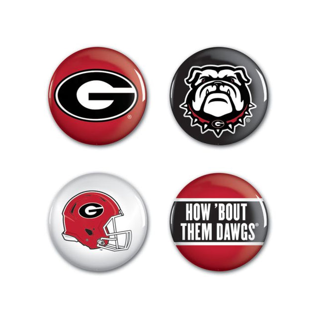 Paquete de 4 botones de Georgia Bulldogs de 1 1/4" de diámetro