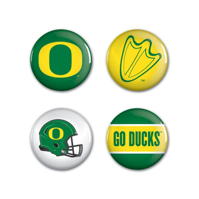 Paquete de 4 botones de Oregon Ducks de 1 1/4" de diámetro