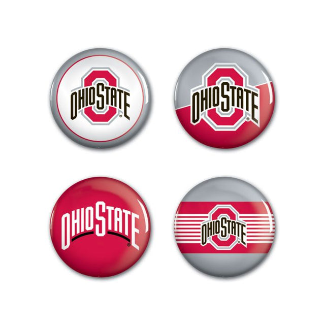 Paquete de 4 botones Buckeyes de Ohio State, 1 1/4" de diámetro