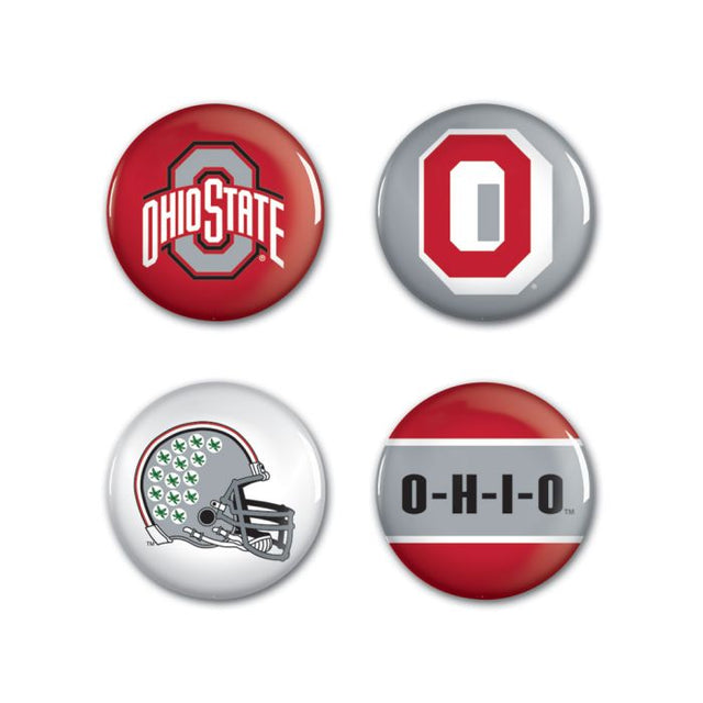 Paquete de 4 botones Buckeyes de Ohio State, 1 1/4" de diámetro