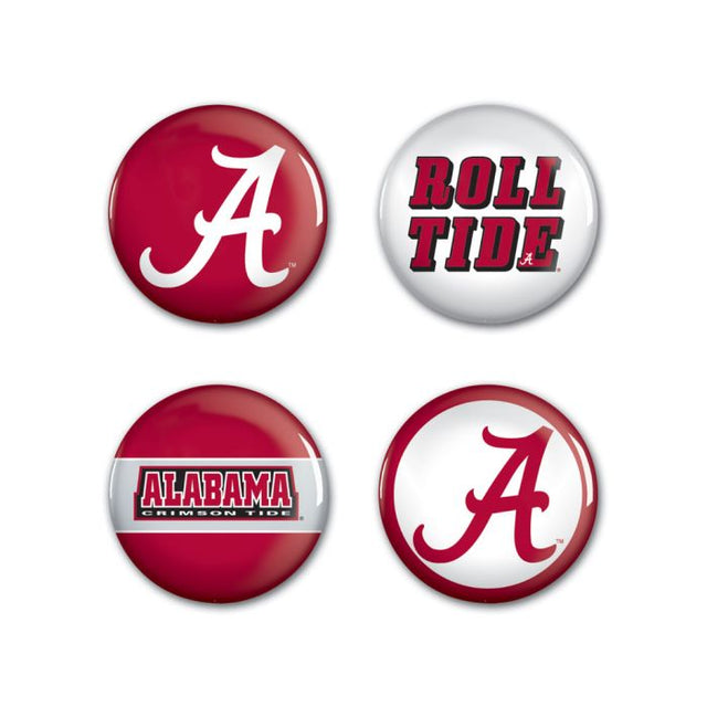 Paquete de 4 botones Alabama Crimson Tide de 1 1/4" de diámetro