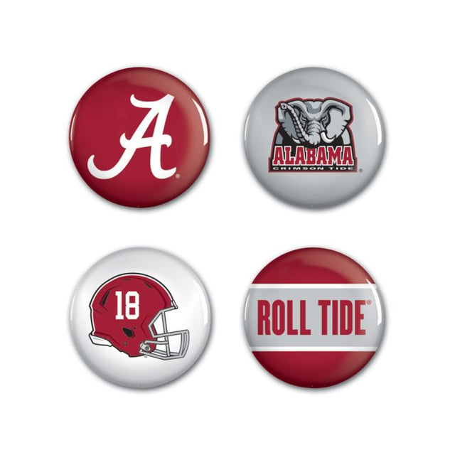 Paquete de 4 botones Alabama Crimson Tide de 1 1/4" de diámetro