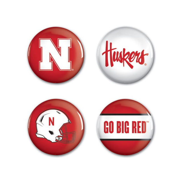 Nebraska Cornhuskers Button 4 Pack 1 1/4" Rnd