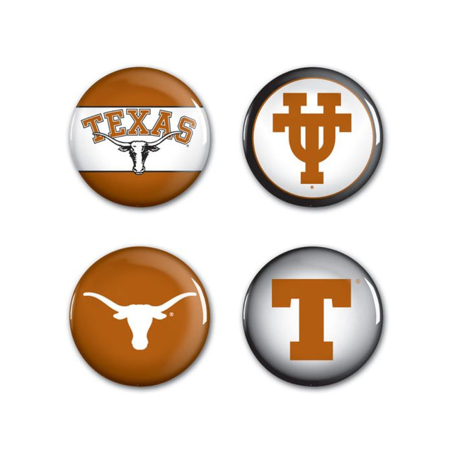 Paquete de 4 botones Texas Longhorns de 1 1/4" de diámetro