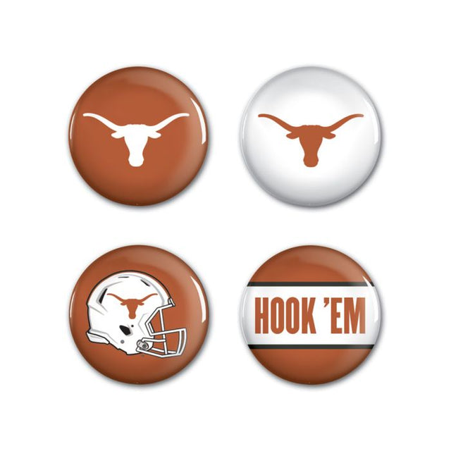 Paquete de 4 botones Texas Longhorns de 1 1/4" de diámetro