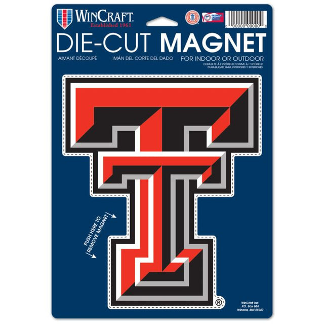 Imán troquelado con el logotipo de los Texas Tech Red Raiders de 6,25" x 9"