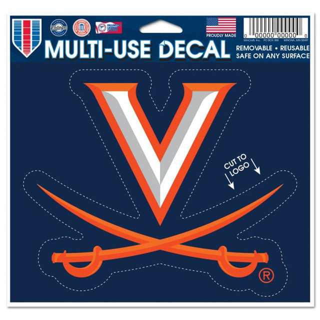 Calcomanía multiusos de los Virginia Cavaliers: logotipo recortado de 5" x 6"