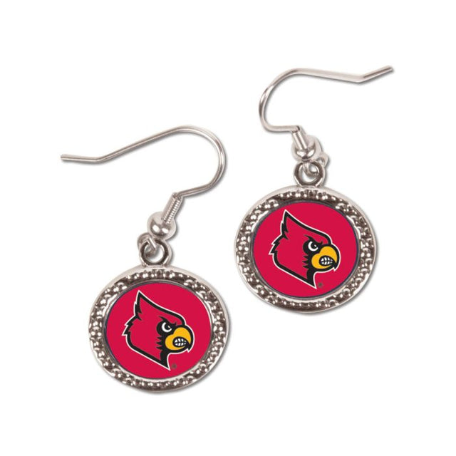 Pendientes de los Louisville Cardinals con forma de corazón y forma redonda