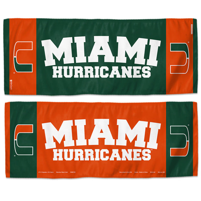 Toalla refrescante de 12 x 30 de los Miami Hurricanes