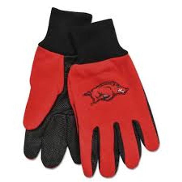 Guantes de Arkansas Razorbacks, estilo bicolor, talla para adultos, color rojo