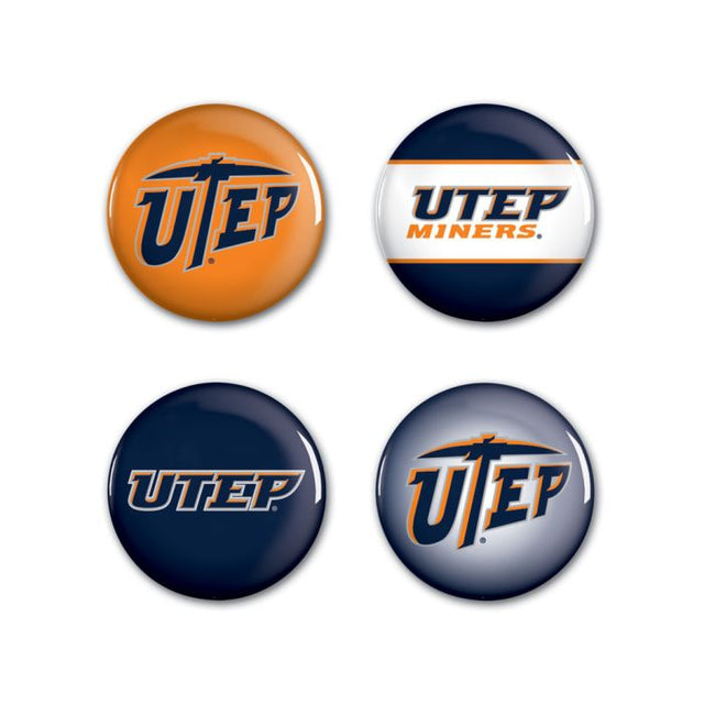 UTEP 矿工按钮 4 件装 1 1/4 英寸圆形