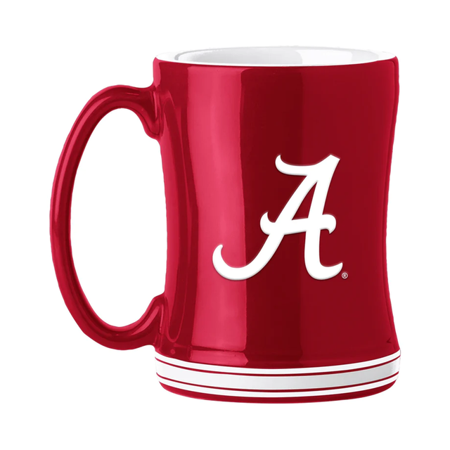 Taza de café Alabama Crimson Tide de 14 oz con colores del equipo de relevo esculpido