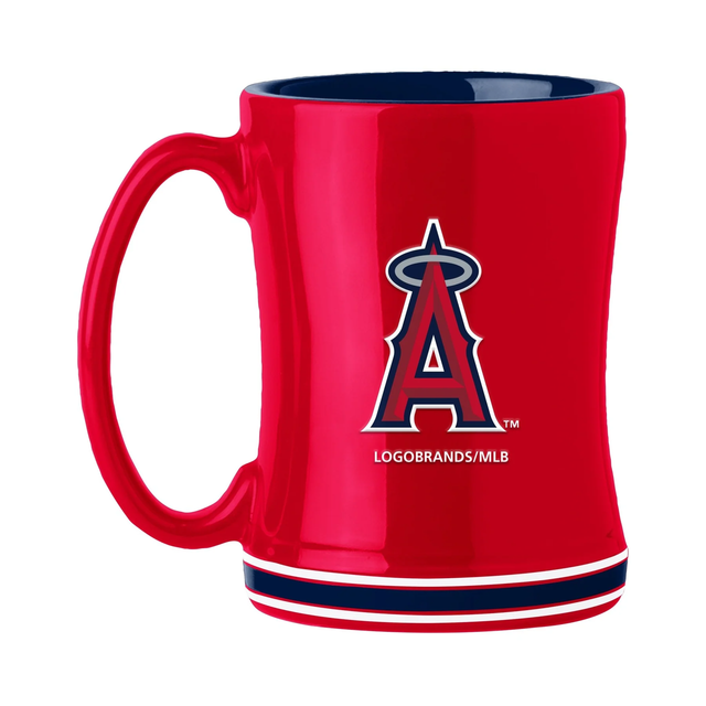 Taza de café de Los Angeles Angels de 14 oz con relieve esculpido en color del equipo