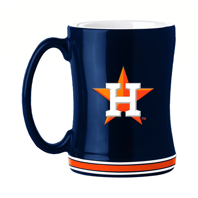 Taza de café de los Houston Astros de 14 oz con el color del equipo de relevo esculpido