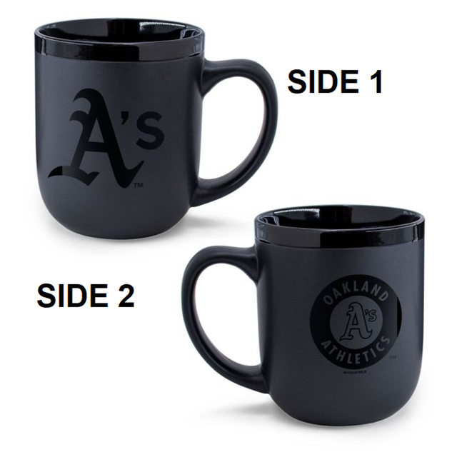 Taza de café de los Atléticos de Oakland, 17 oz, color negro mate