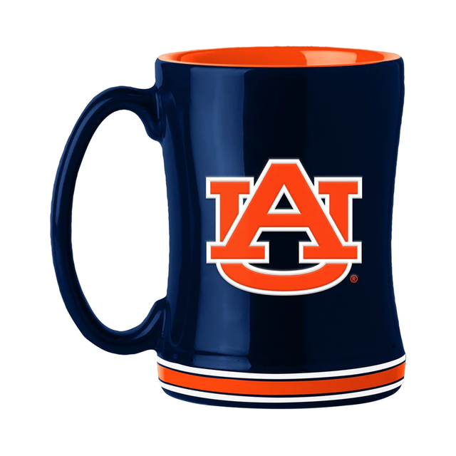 Taza de café de Auburn Tigers de 14 oz con relieve esculpido en color del equipo