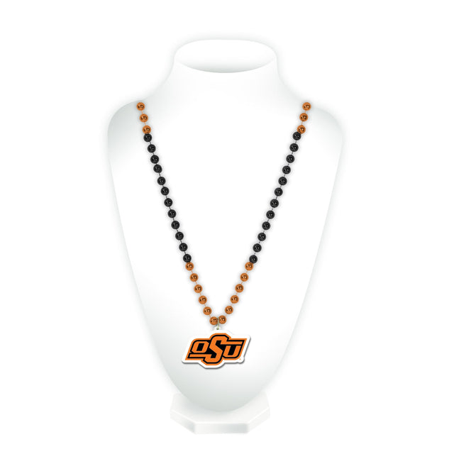 Cuentas de los Oklahoma State Cowboys con medallón estilo Mardi Gras