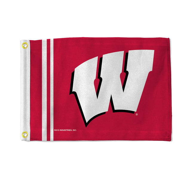 Bandera de los Wisconsin Badgers de 12 x 17 pulgadas, de uso general y a rayas