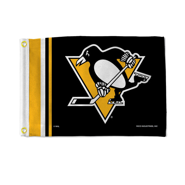 Bandera de los Pittsburgh Penguins de 12 x 17 pulgadas, con rayas, utilitaria