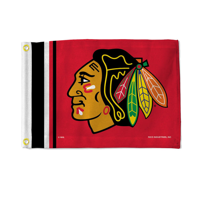 Bandera de los Chicago Blackhawks de 12 x 17 pulgadas, con rayas, utilitaria