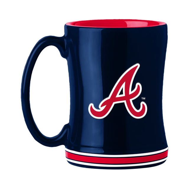 Taza de café de los Atlanta Braves de 14 oz con el color del equipo de relevo esculpido