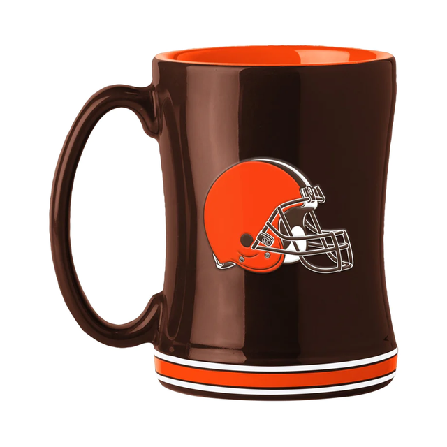 Taza de café de los Cleveland Browns de 14 oz con relieve esculpido en color del equipo