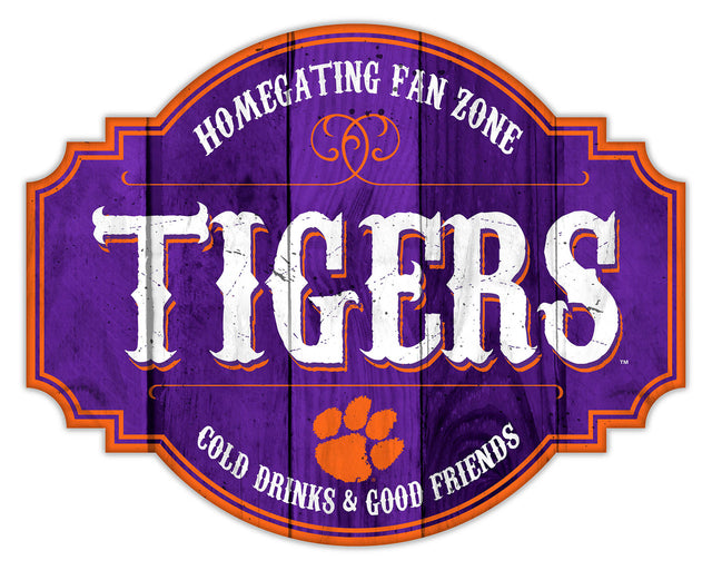 Letrero de madera de 12" de los Clemson Tigers Homegating Tavern